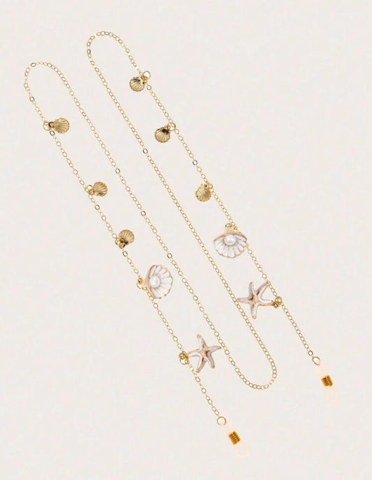 1pc Fashionable Starfish And Shell Decorative Glasses Chain