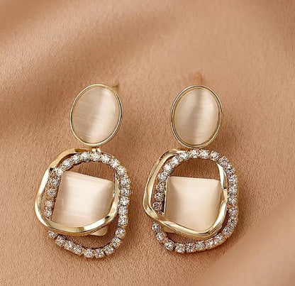 Andkiss Rhinestone Decor Drop Earrings