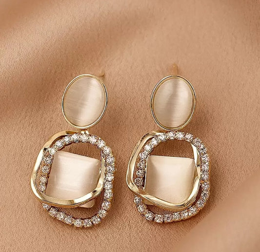 Andkiss Rhinestone Decor Drop Earrings