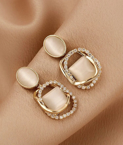Andkiss Rhinestone Decor Drop Earrings